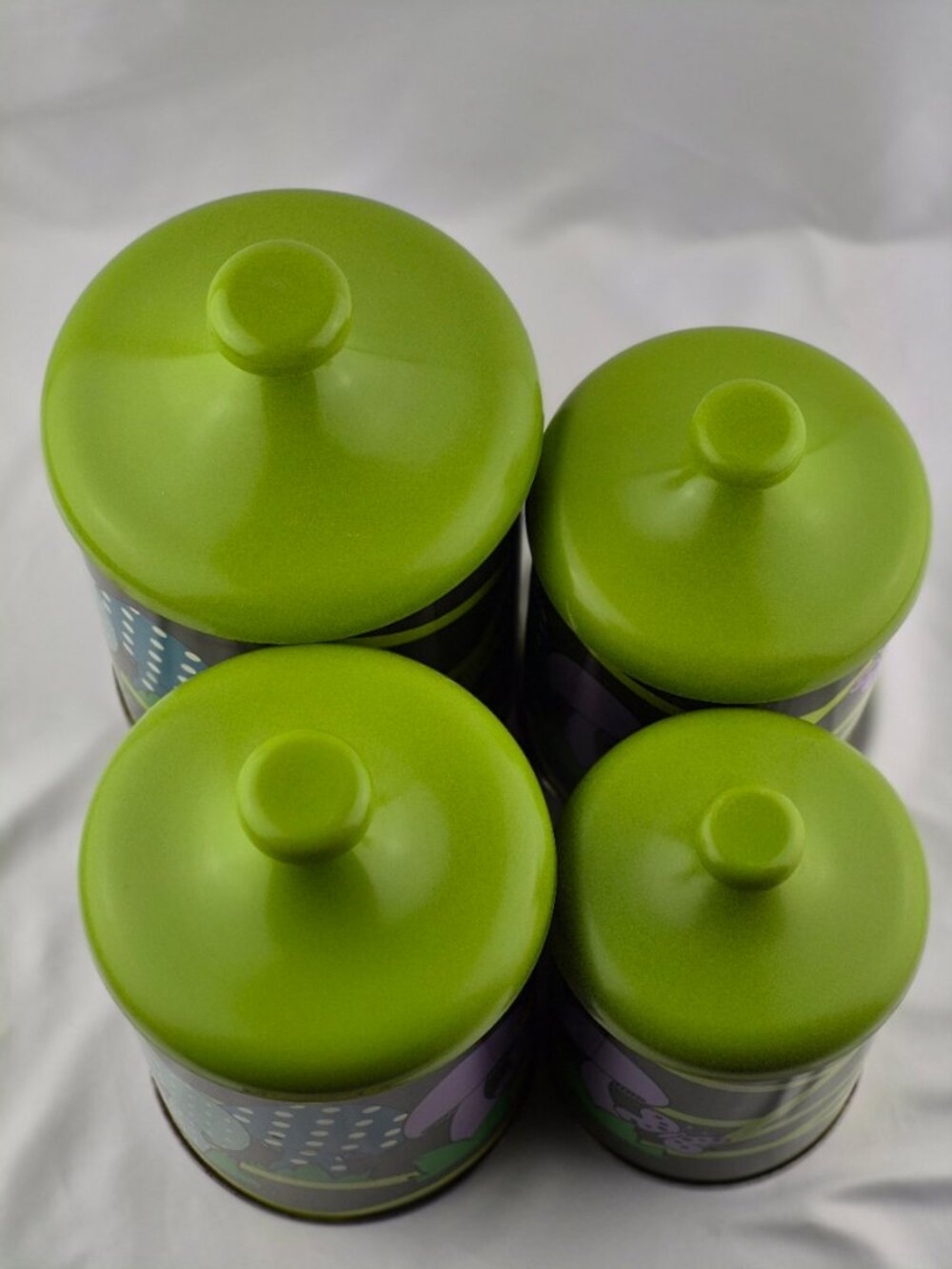 Vintage Lincoln Beautyware Mushrooms & Butterflies Kitchen Canister Set of 4 - Picture 5 of 16